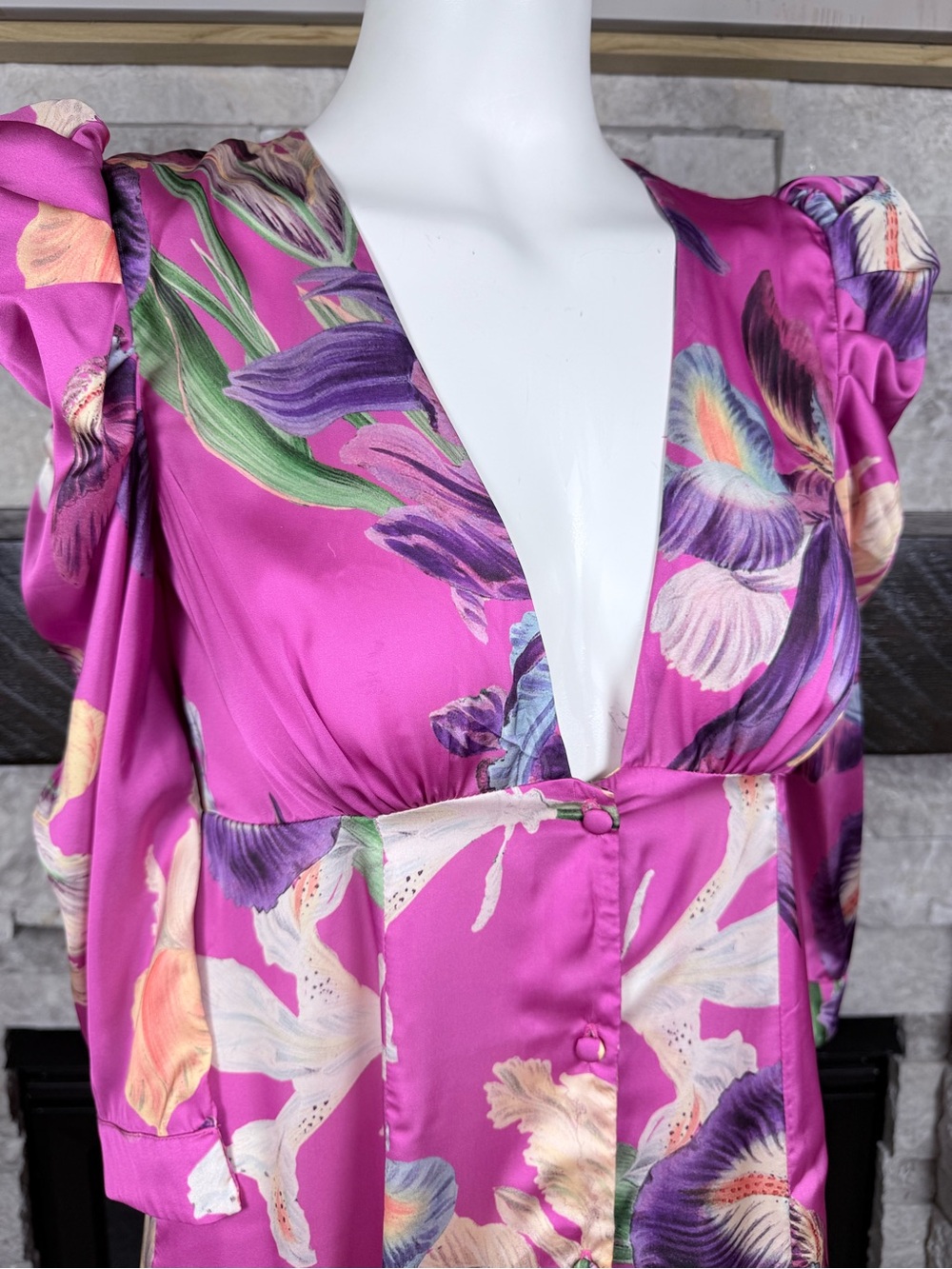 PatBO Fuchsia and Lavender Floral Midi Dress Size 6 - Picture 5 of 8